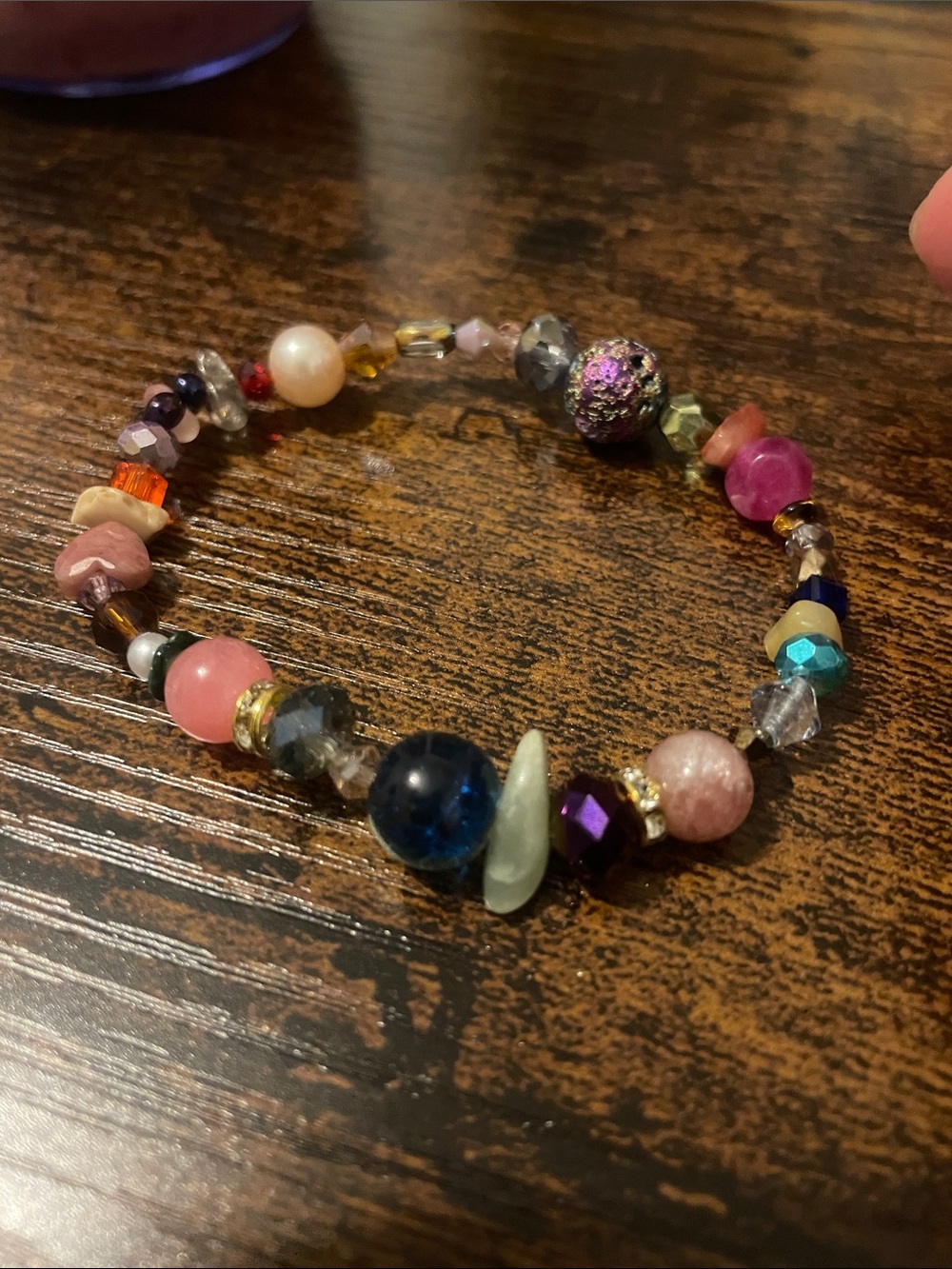 Multicolor Beaded Stretch Bracelet — Mixed Gem & Crystal Accent